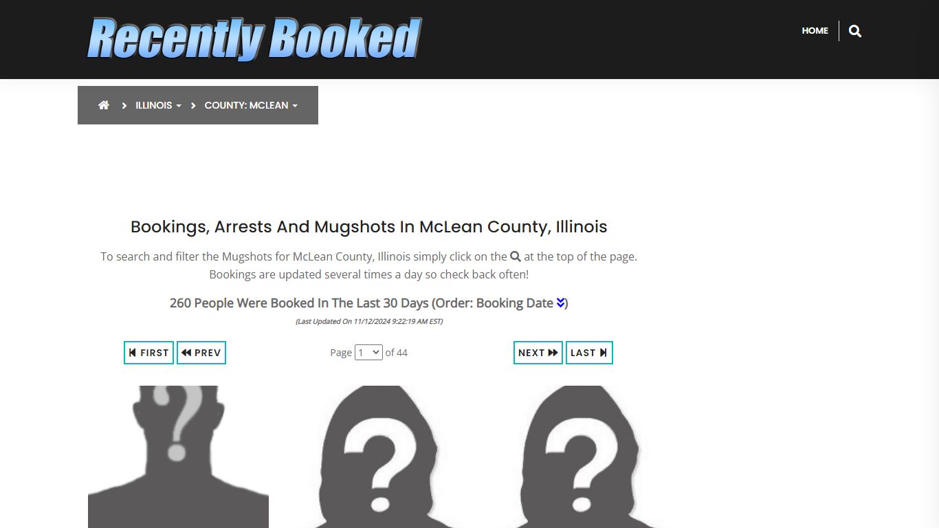 Bookings, Arrests and Mugshots in McLean County, Illinois - Recently Booked